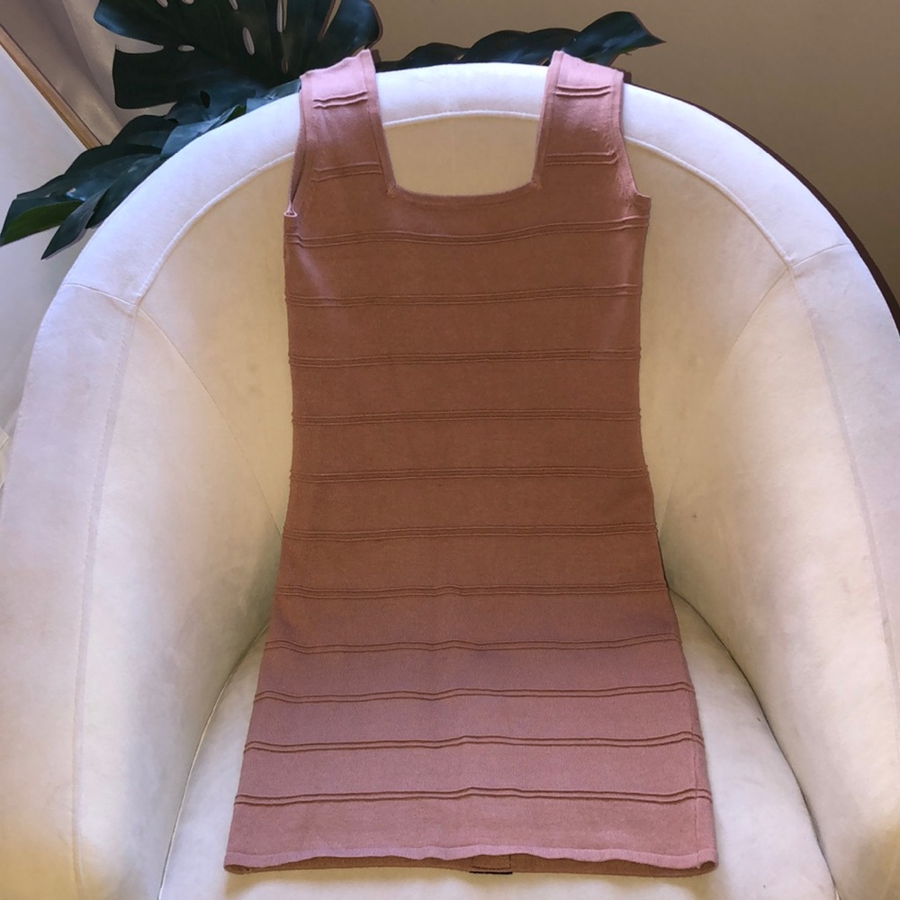 Square neck knit tank dress with back detail - Picture 1 of 6